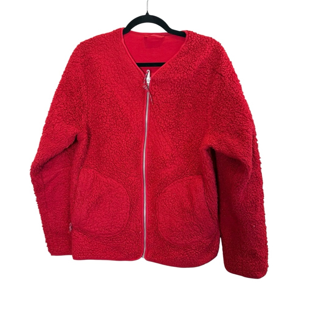 Lululemon Women’s Soft Athletic Yoga Red Teddy Crop Jacket with Zip Front Sz 8